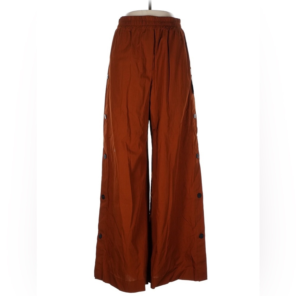 ARLO MOTT Wide Leg Side Button 100% Cotton Pants in Cinnamon Size Large NWT